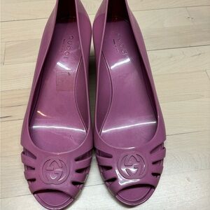 Gucci Women's Purple Peep-Toe Flats